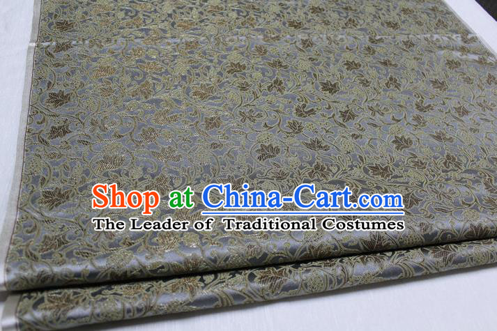 Chinese Traditional Ancient Costume Royal Palace Tang Suit Grey Brocade Mongolian Robe Satin Fabric Hanfu Material