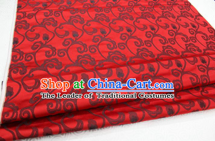 Chinese Traditional Clothing Palace Pattern Tang Suit Cheongsam Red Brocade Ancient Costume Satin Fabric Hanfu Material