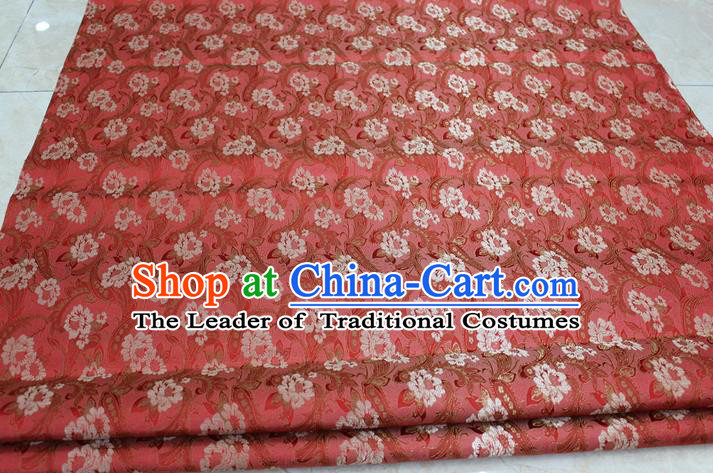 Chinese Traditional Wedding Cheongsam Ancient Costume Red Brocade Palace Pattern Tang Suit Satin Fabric Hanfu Material