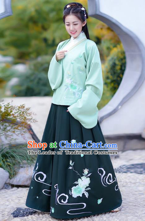 Traditional Chinese Ming Dynasty Young Lady Princess Hanfu Embroidered Costume for Women