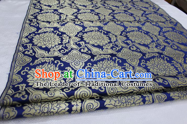 Chinese Traditional Clothing Palace Phoenix Pattern Cheongsam Royalblue Nanjing Brocade Ancient Costume Mongolian Robe Satin Fabric Hanfu Material