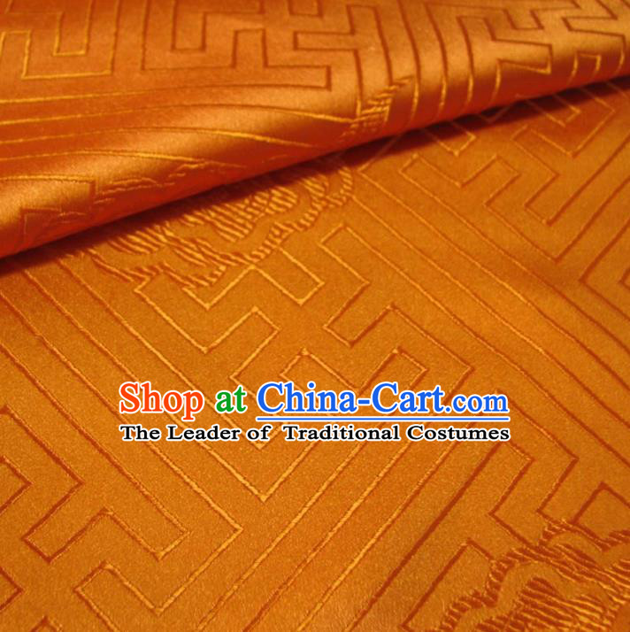 Chinese Traditional Clothing Royal Court Pattern Tang Suit Orange Brocade Ancient Costume Cheongsam Satin Fabric Hanfu Material