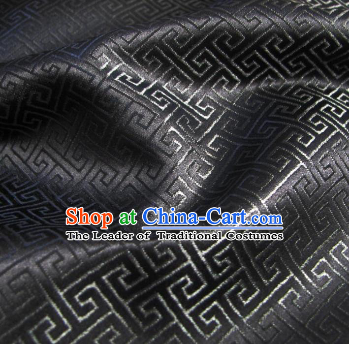 Chinese Traditional Clothing Royal Court Pattern Tang Suit Black Brocade Ancient Costume Cheongsam Satin Fabric Hanfu Material