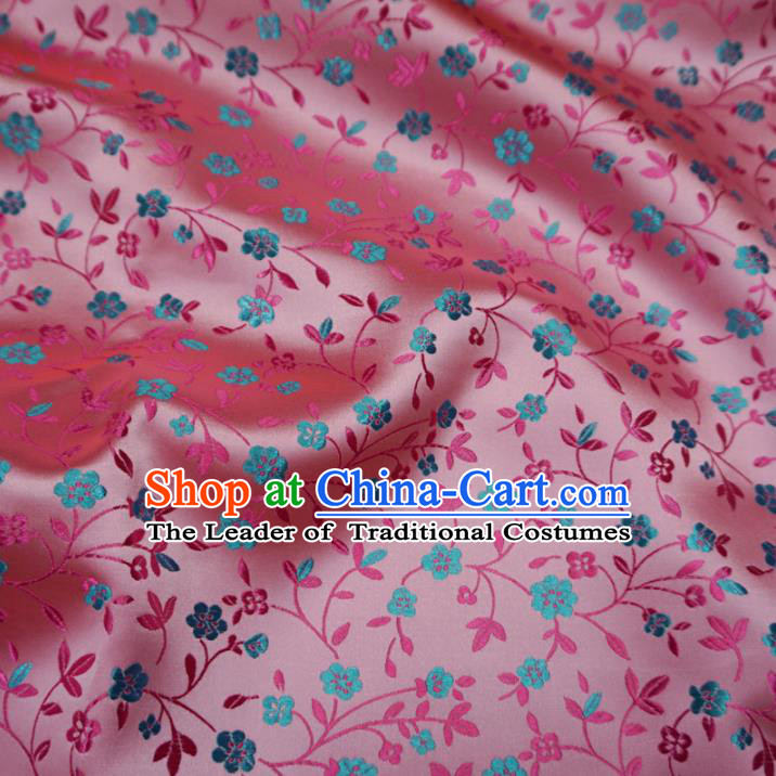 Chinese Traditional Royal Palace Wintersweet Pattern Design Pink Brocade Fabric Ancient Costume Tang Suit Cheongsam Hanfu Material