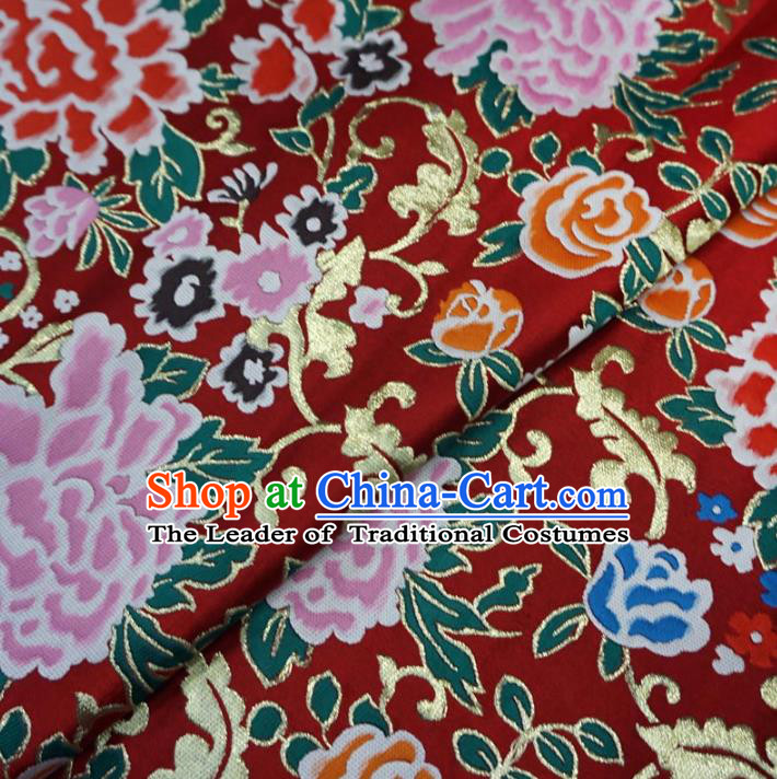 Chinese Traditional Royal Palace Peony Pattern Design Red Brocade Xiuhe Suit Fabric Ancient Costume Tang Suit Cheongsam Hanfu Material