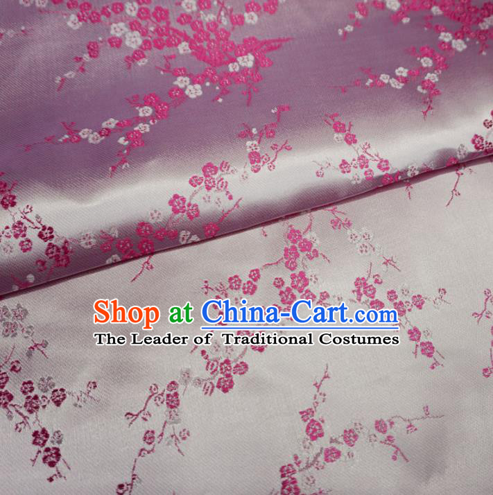 Chinese Traditional Royal Palace Wintersweet Pattern Design Pink Brocade Mongolian Robe Fabric Ancient Costume Tang Suit Cheongsam Hanfu Material