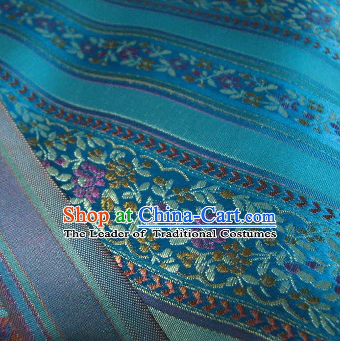 Chinese Traditional Royal Palace Pattern Design Blue Brocade Xiuhe Suit Fabric Ancient Costume Tang Suit Cheongsam Hanfu Material