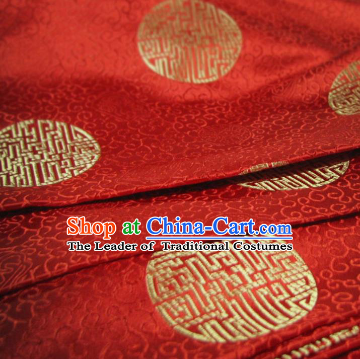 Chinese Traditional Royal Palace Pattern Design Hanfu Red Brocade Fabric Ancient Costume Tang Suit Cheongsam Material