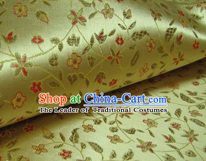 Chinese Traditional Palace Pattern Design Hanfu Yellow Brocade Fabric Ancient Costume Tang Suit Cheongsam Material