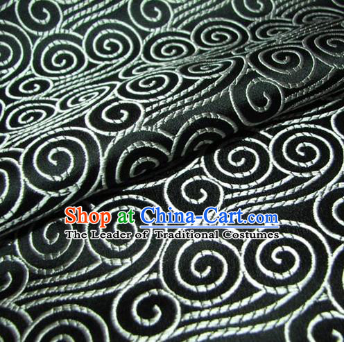 Chinese Traditional Palace Auspicious Cloud Pattern Design Hanfu Black Brocade Mongolian Robe Fabric Ancient Costume Tang Suit Cheongsam Material