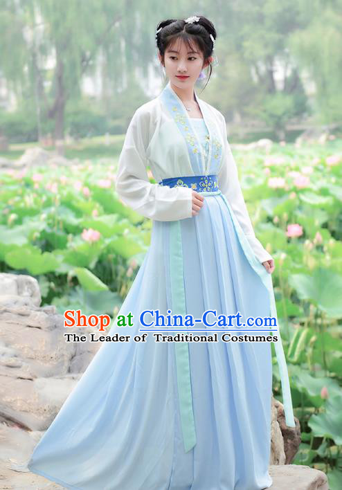 Traditional Chinese Tang Dynasty Palace Princess Hanfu Embroidered Costume for Women