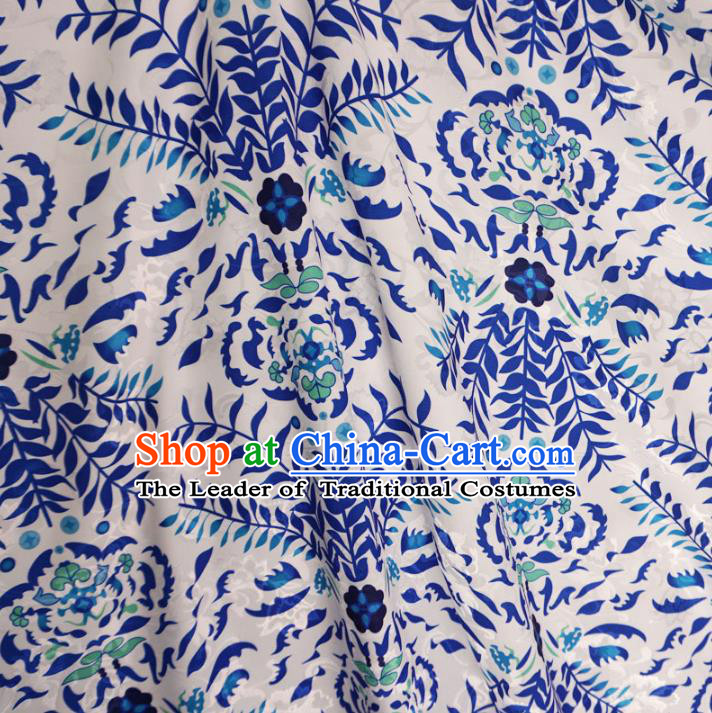 Chinese Traditional Palace Pattern Hanfu White Brocade Fabric Ancient Costume Tang Suit Cheongsam Material