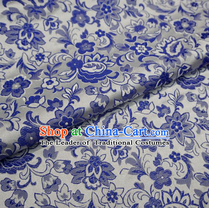 Chinese Traditional Palace Pattern Hanfu White Brocade Fabric Ancient Costume Tang Suit Cheongsam Material