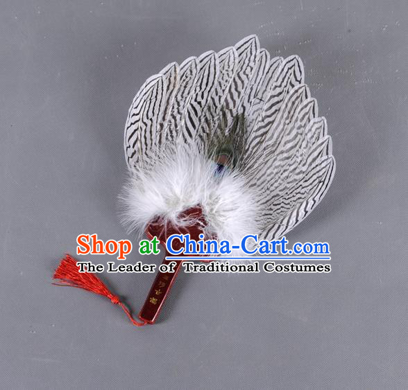 Traditional Chinese Crafts Folding Fan China Feather Fan Oriental Fan Zhuge Liang Fans