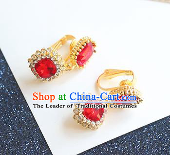 Chinese Traditional Bride Jewelry Accessories Eardrop Princess Wedding Red Crystal Earrings for Women