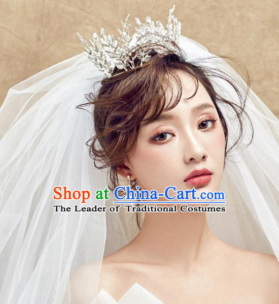 Chinese Traditional Bride Hair Accessories Baroque Princess Headwear Wedding Crystal Jewelry Round Royal Crown for Women