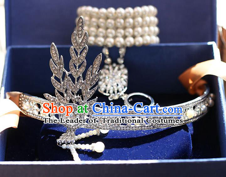 Chinese Traditional Bride Hair Accessories Baroque Princess Headwear Wedding Crystal Tassel Royal Crown for Women