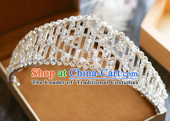 Chinese Traditional Bride Hair Jewelry Accessories Baroque Wedding Crystal Beads Royal Crown for Women