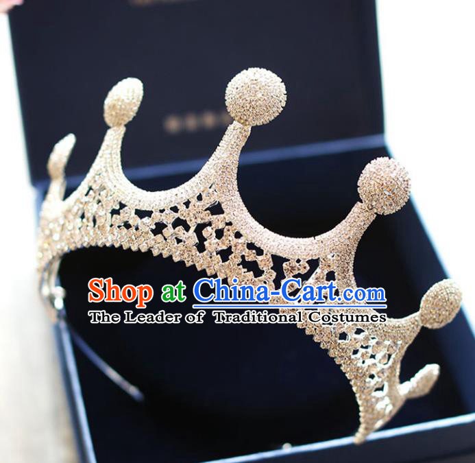 Chinese Traditional Bride Hair Accessories Baroque Princess Headwear Wedding Crystal Royal Crown for Women