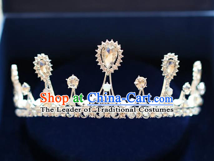 Chinese Traditional Bride Hair Accessories Baroque Queen Hair Clasp Wedding Crystal Royal Crown for Women