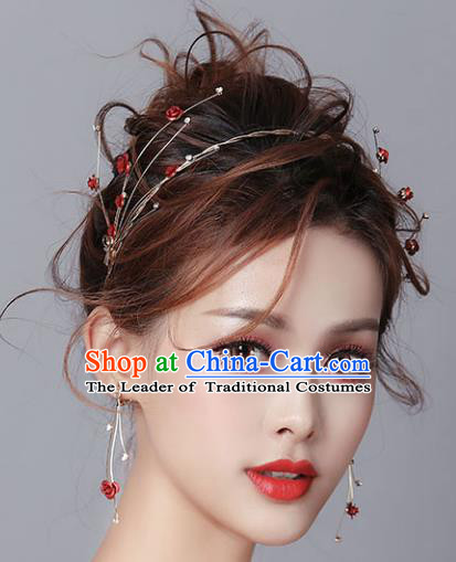 Chinese Traditional Bride Hair Jewelry Accessories Wedding Baroque Retro Rose Hair Clasp for Women