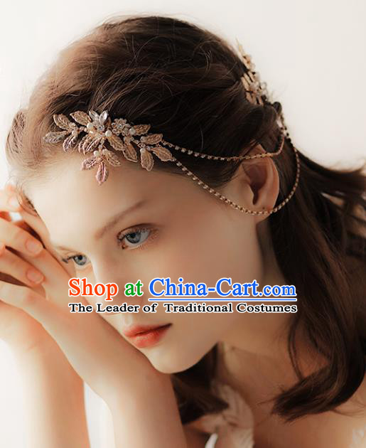 Chinese Traditional Bride Hair Jewelry Accessories Wedding Baroque Golden Hair Comb for Women