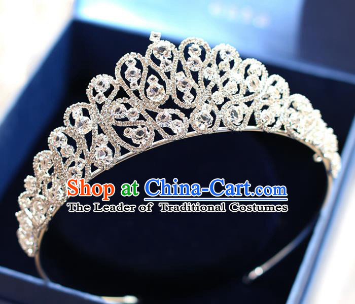 Chinese Traditional Hair Accessories Baroque Hair Clasp Wedding Bride Crystal Royal Crown for Women