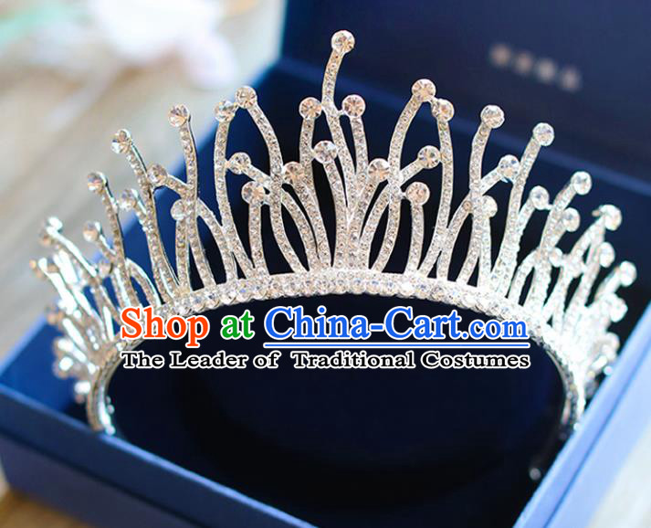 Chinese Traditional Hair Accessories Baroque Bride Hair Clasp Wedding Princess Crystal Royal Crown for Women