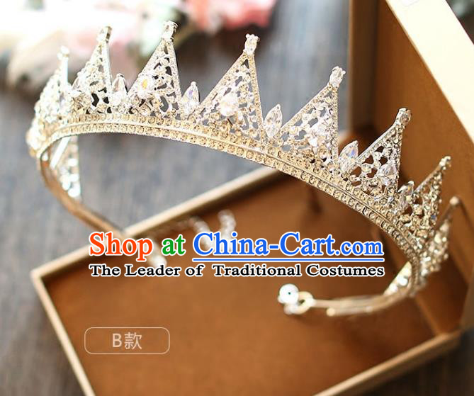 Chinese Traditional Wedding Hair Accessories Baroque Princess Hair Clasp Palace Bride Crystal Royal Crown for Women