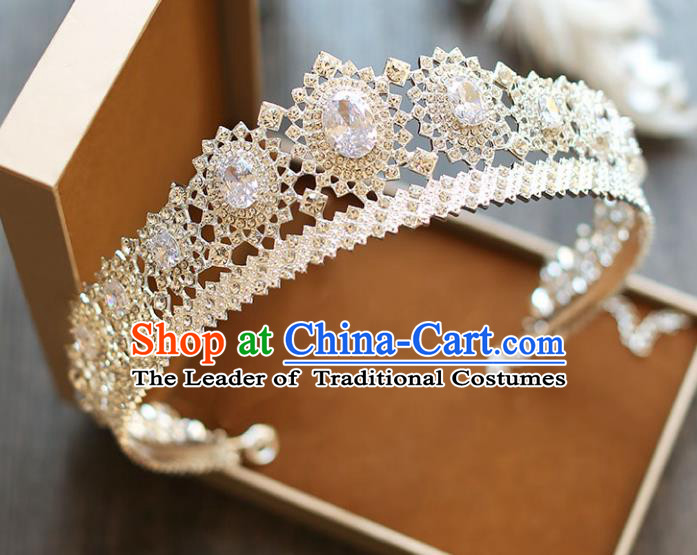 Chinese Traditional Wedding Hair Accessories Baroque Princess Hair Clasp Palace Bride Crystal Royal Crown for Women