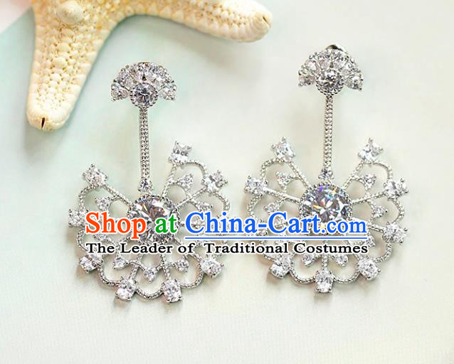 Chinese Traditional Bride Jewelry Accessories Crystal Peacock Earrings Wedding Eardrop for Women