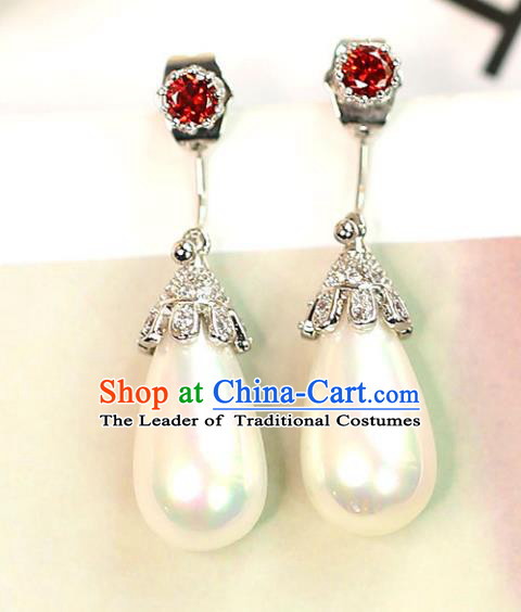 Chinese Traditional Bride Jewelry Accessories Crystal Pearl Earrings Wedding Eardrop for Women