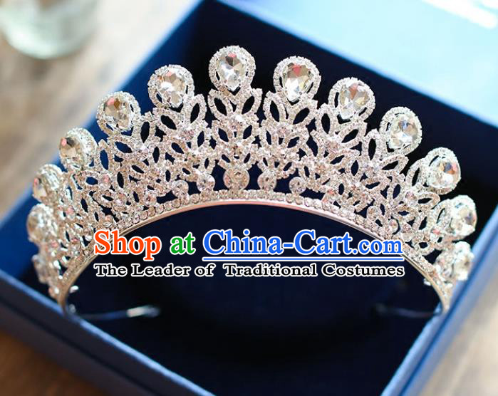 Chinese Traditional Wedding Hair Accessories Baroque Hair Clasp Bride Crystal Pearls Royal Crown for Women