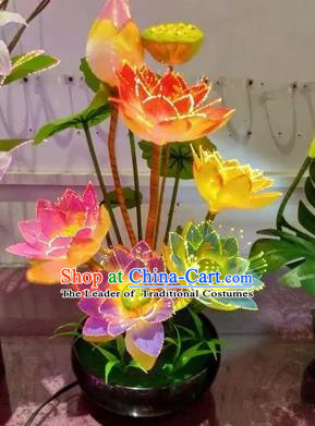 Chinese Traditional Electric LED Lotus Lantern Desk Lamp Home Decoration Lights