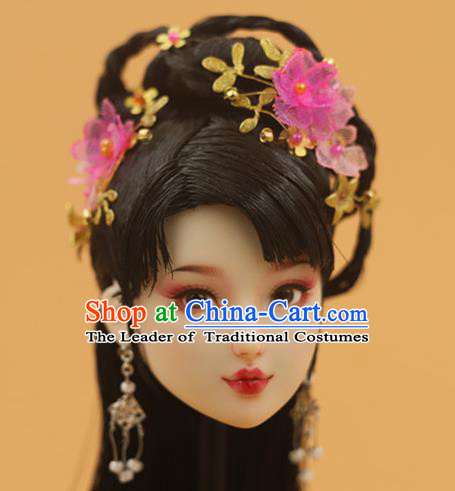 Chinese Traditional Silk Figurine Doll Hair Accessories Hairpins Ancient Princess Headwear