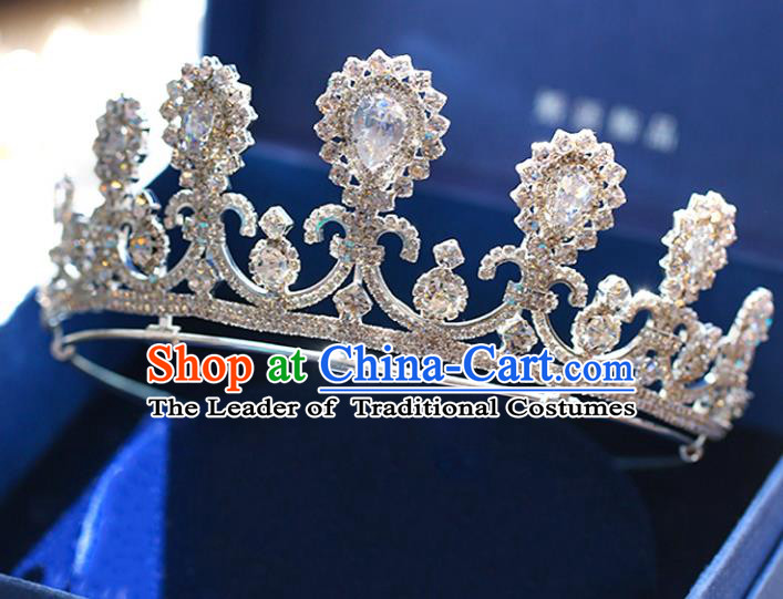 Chinese Traditional Wedding Hair Accessories Baroque Crystal Hair Clasp Bride Zircon Royal Crown for Women