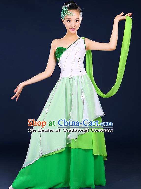 Traditional Chinese Modern Dance Opening Dance Clothing Chorus Classical Dance Green Dress for Women