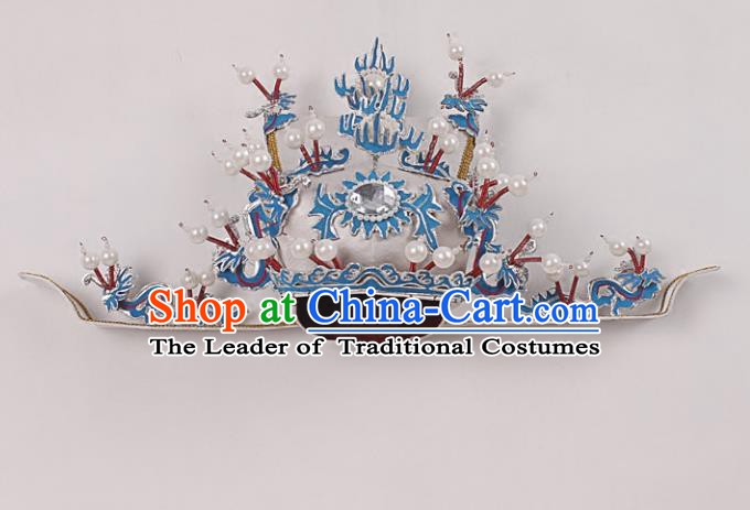 Asian Chinese Beijing Opera Prime Minister White Hat, Traditional China Peking Opera Chancellor Hats Headwear