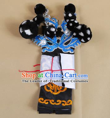 Asian Chinese Beijing Opera Takefu Black Hats, Traditional China Peking Opera Martial Role Headwear