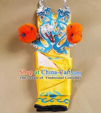 Asian Chinese Beijing Opera Takefu Yellow Hats, Traditional China Peking Opera Martial Role Headwear
