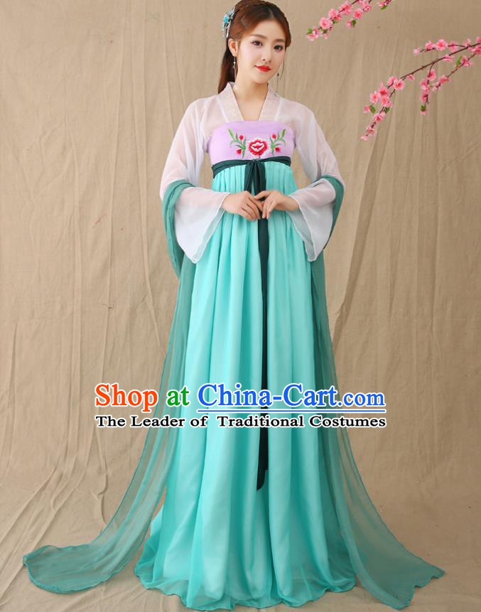 Traditional Chinese Han Dynasty Imperial Princess Costume, China Ancient Palace Lady Embroidered Hanfu Clothing for Women