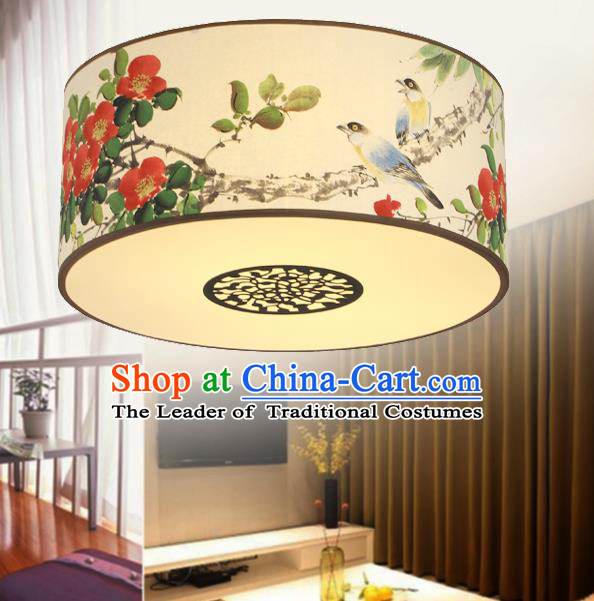 Traditional Chinese Handmade Painting Camellia Sheepskin Palace Lantern China Ceiling Palace Lamp