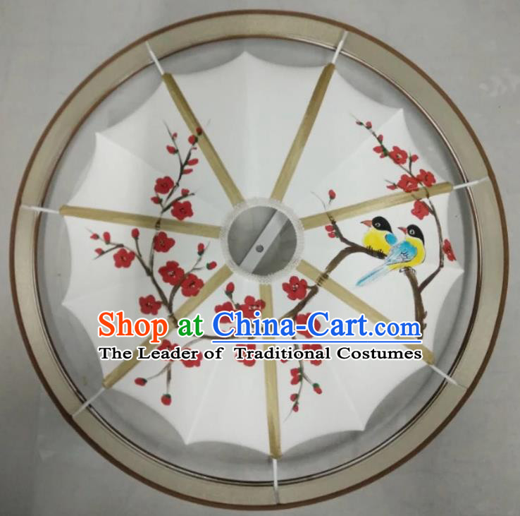 Traditional Chinese Handmade Painting Wintersweet Birds Palace Lantern China Ceiling Palace Lamp