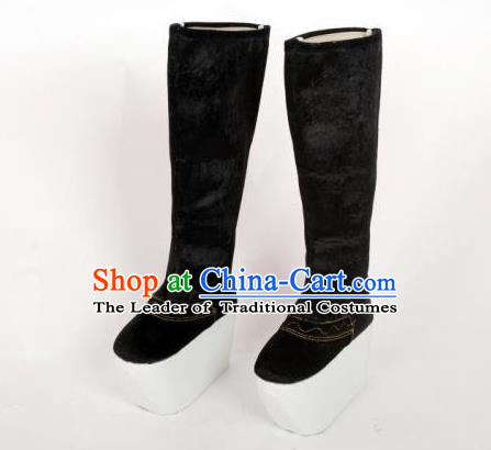 Traditional Handmade Chinese Han Dynasty Minister Buskin Boots Hanfu Shoes for Men