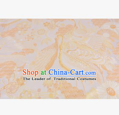 Chinese Traditional Costume Royal Palace Jacquard Weave Yellow Crane Brocade Fabric, Chinese Ancient Clothing Drapery Hanfu Cheongsam Material