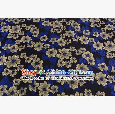 Chinese Traditional Costume Royal Palace Printing Yellow Flowers Brocade Fabric, Chinese Ancient Clothing Drapery Hanfu Cheongsam Material