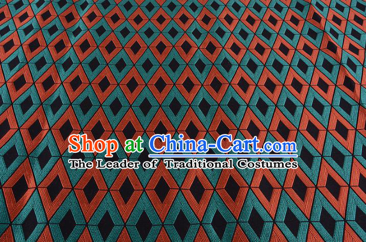 Chinese Traditional Costume Royal Palace Rhombus Pattern Red Brocade Fabric, Chinese Ancient Clothing Drapery Hanfu Cheongsam Material