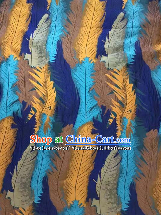 Chinese Traditional Costume Royal Palace Printing Feather Pattern Brocade Fabric, Chinese Ancient Clothing Drapery Hanfu Cheongsam Material