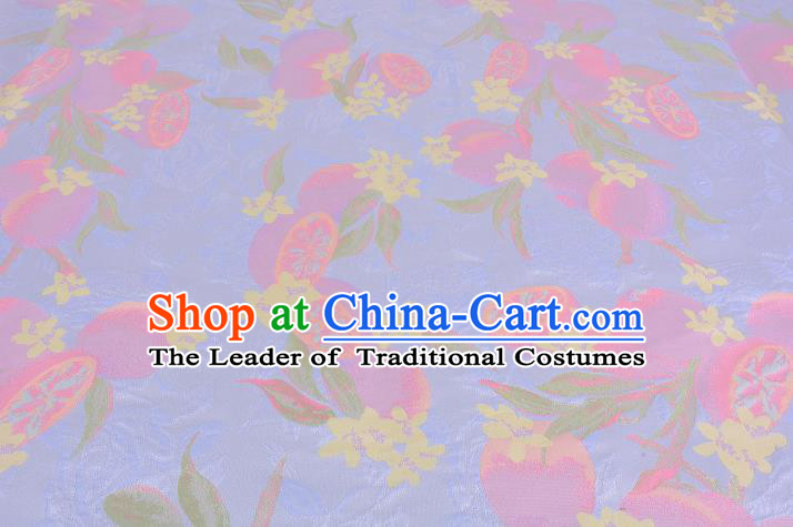 Chinese Traditional Costume Royal Palace Lotus Root Pattern Blue Satin Brocade Fabric, Chinese Ancient Clothing Drapery Hanfu Cheongsam Material
