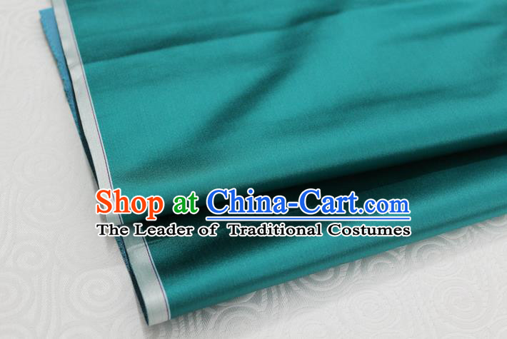 Chinese Traditional Royal Palace Mongolian Robe Peacock Green Satin Brocade Fabric, Chinese Ancient Costume Drapery Hanfu Cheongsam Material